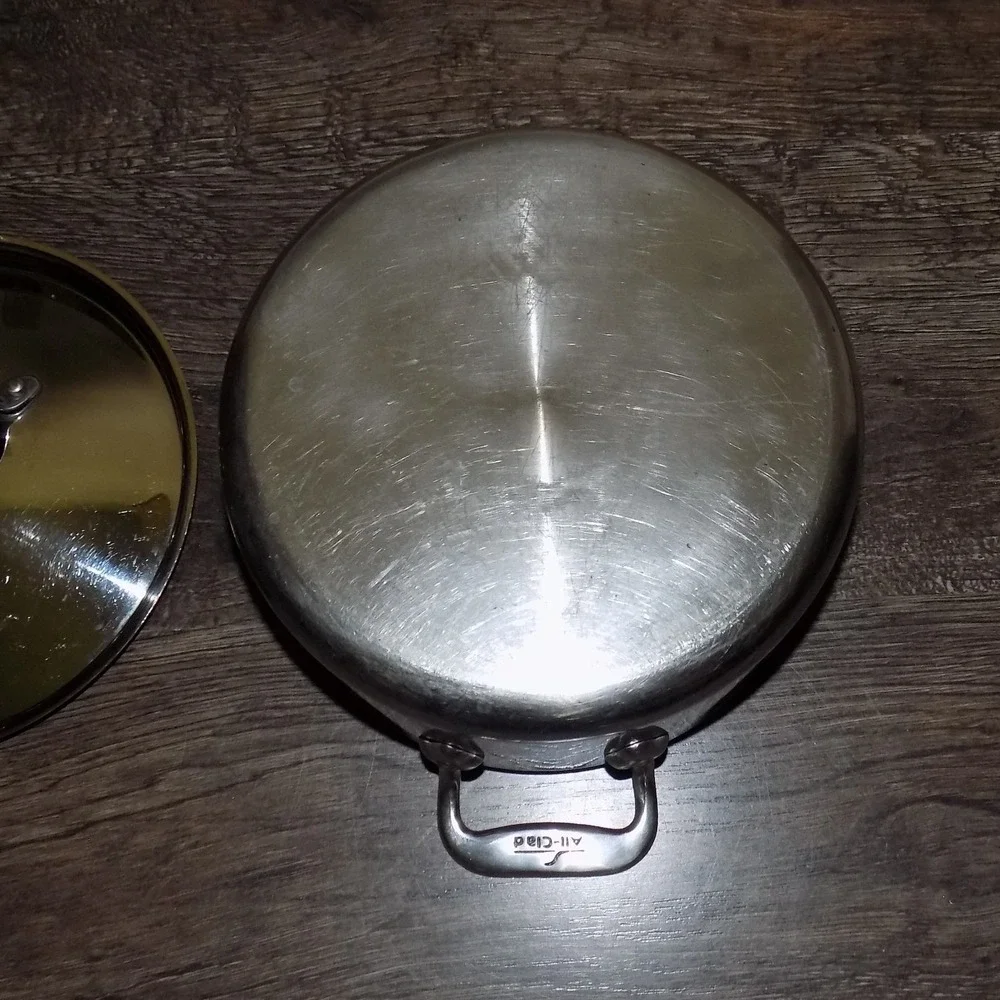 All-Clad 3qt Stock Pot 8in Silver Good Stainless Steel Tri-Ply Bonded with Lid